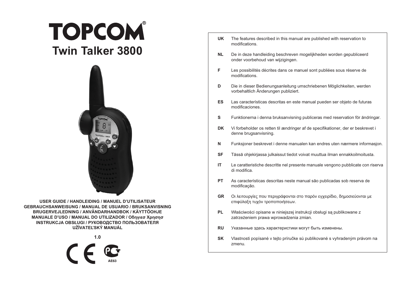 Topcom Twin Talker 3800 User Manual | 188 pages