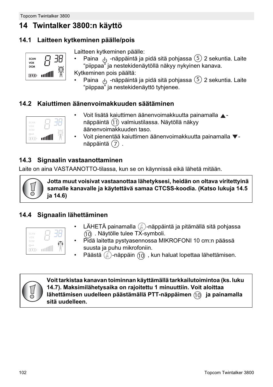 4 signaalin lähettäminen | Topcom Twin Talker 3800 User Manual | Page 104 / 188