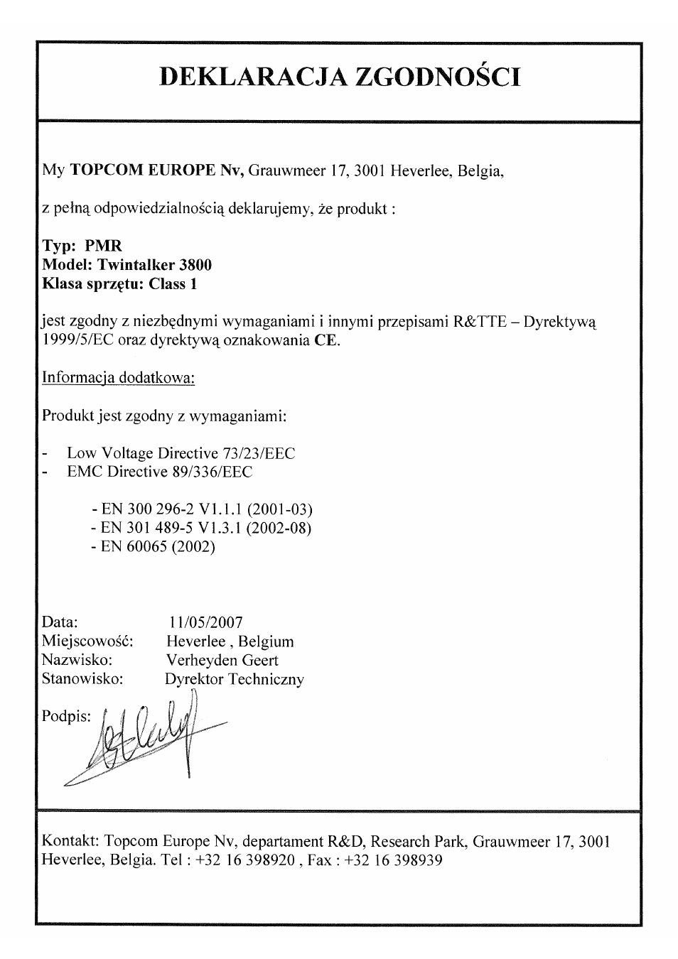 Topcom Twin Talker 3800 User Manual | Page 186 / 188