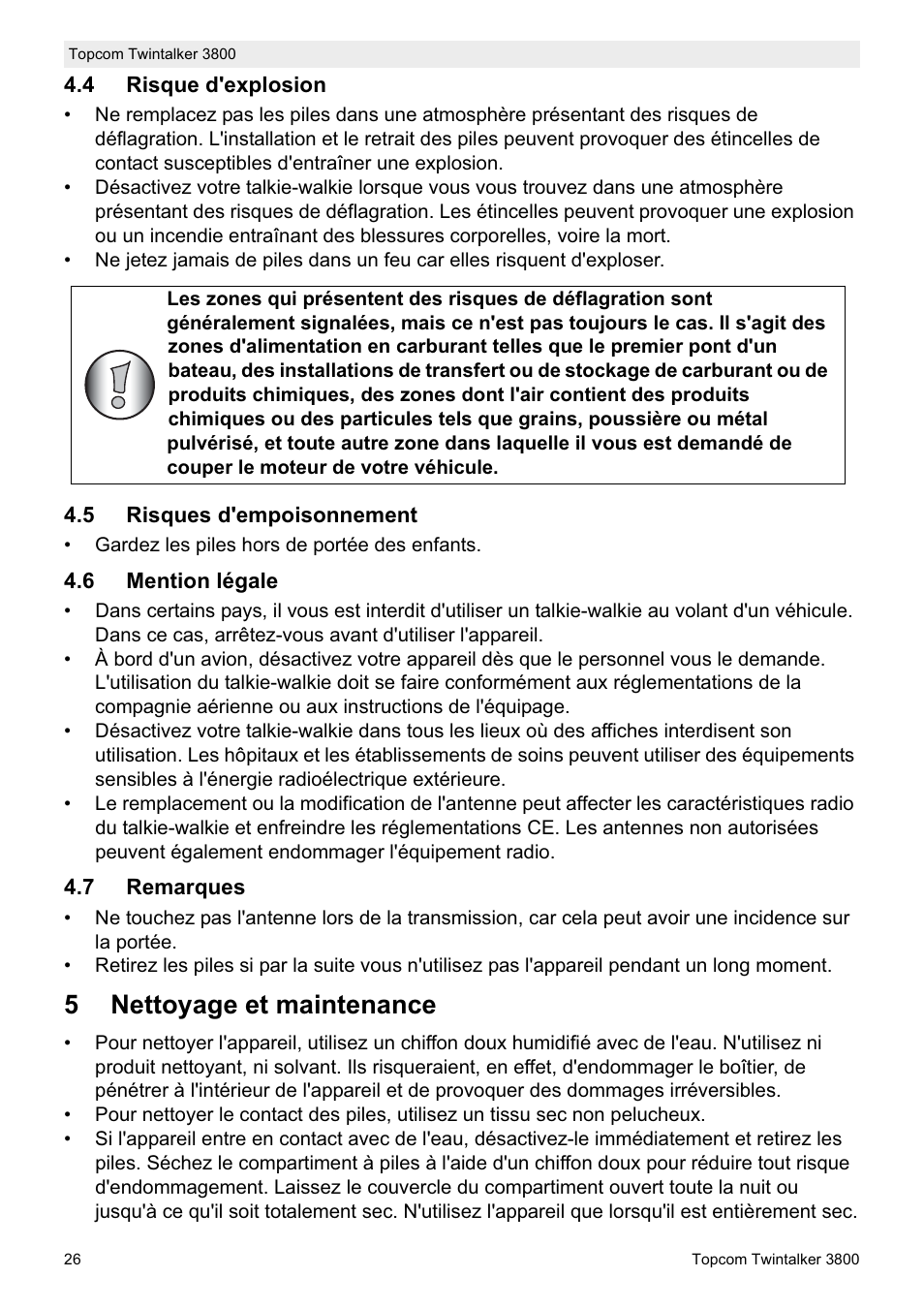 5nettoyage et maintenance | Topcom Twin Talker 3800 User Manual | Page 28 / 188