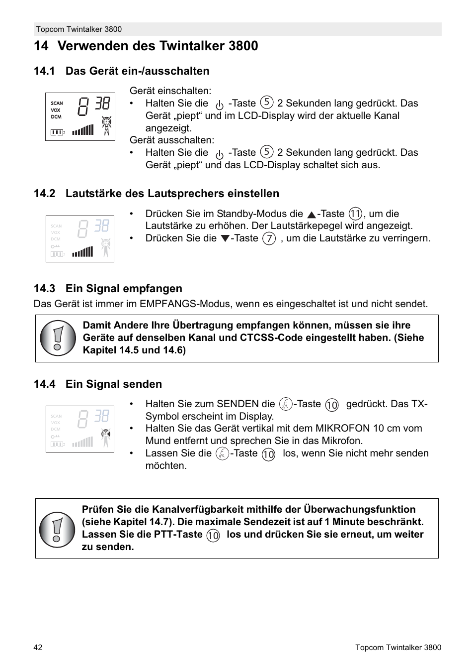 4 ein signal senden | Topcom Twin Talker 3800 User Manual | Page 44 / 188