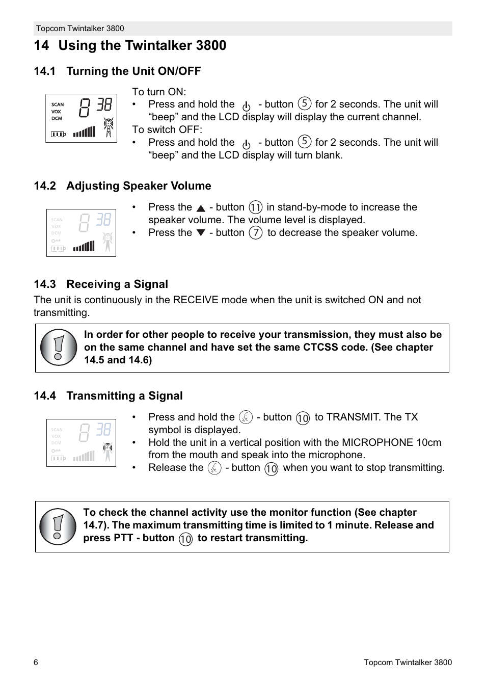 4 transmitting a signal | Topcom Twin Talker 3800 User Manual | Page 8 / 188