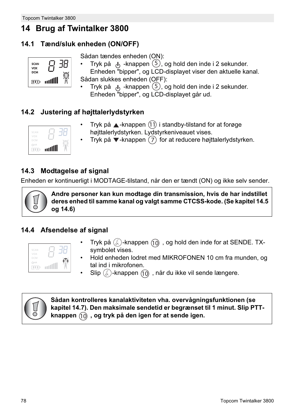 4 afsendelse af signal | Topcom Twin Talker 3800 User Manual | Page 80 / 188