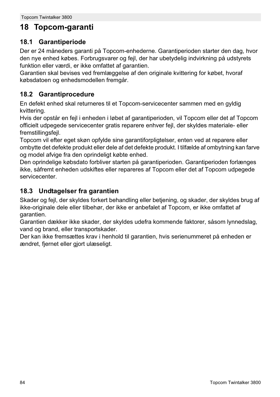 18 topcom-garanti | Topcom Twin Talker 3800 User Manual | Page 86 / 188