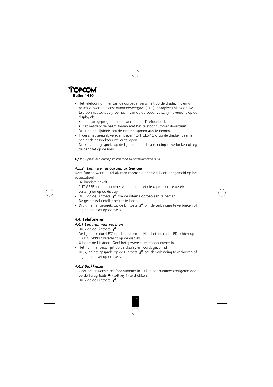 Topcom BUTLER 1410 User Manual | Page 10 / 120