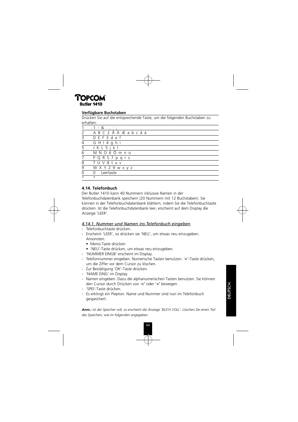 Topcom BUTLER 1410 User Manual | Page 101 / 120