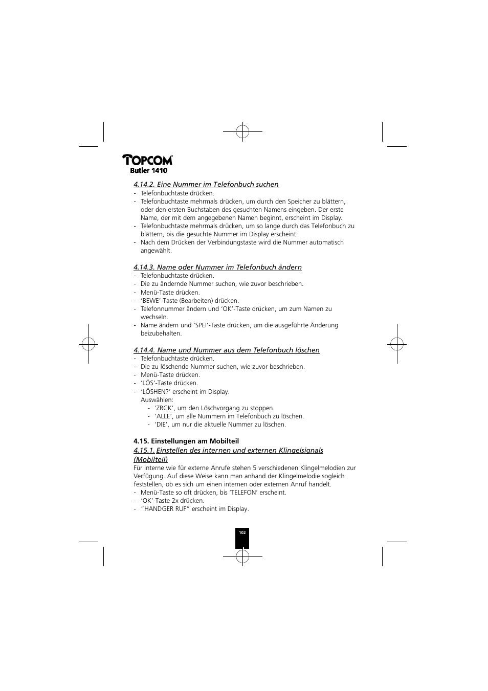 Topcom BUTLER 1410 User Manual | Page 102 / 120