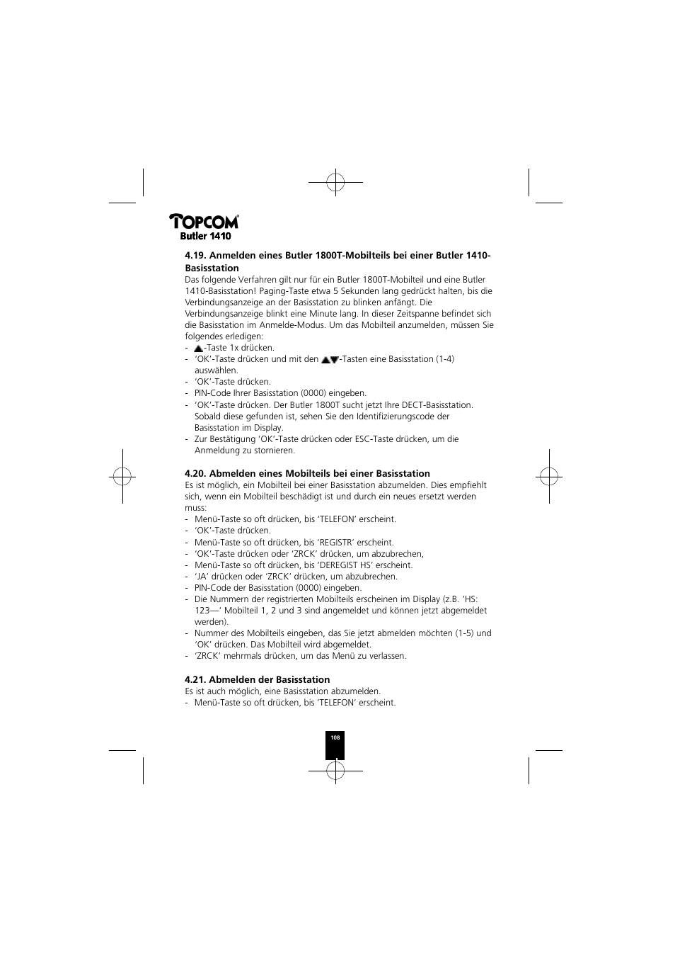 Topcom BUTLER 1410 User Manual | Page 108 / 120