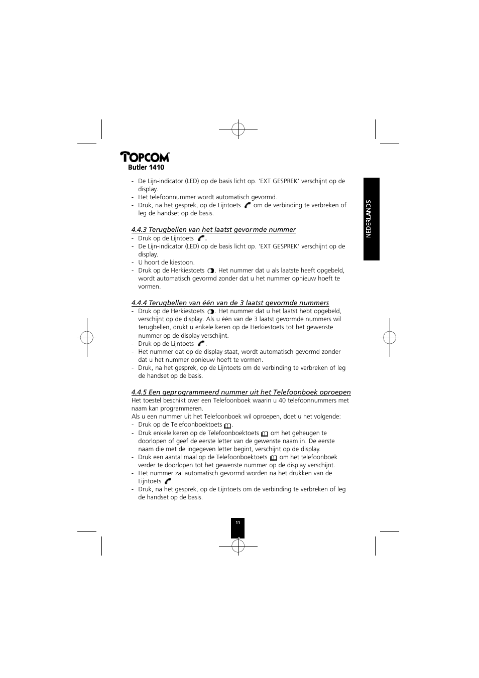 Topcom BUTLER 1410 User Manual | Page 11 / 120