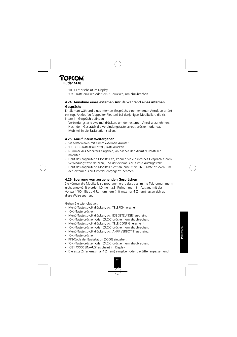 Topcom BUTLER 1410 User Manual | Page 111 / 120