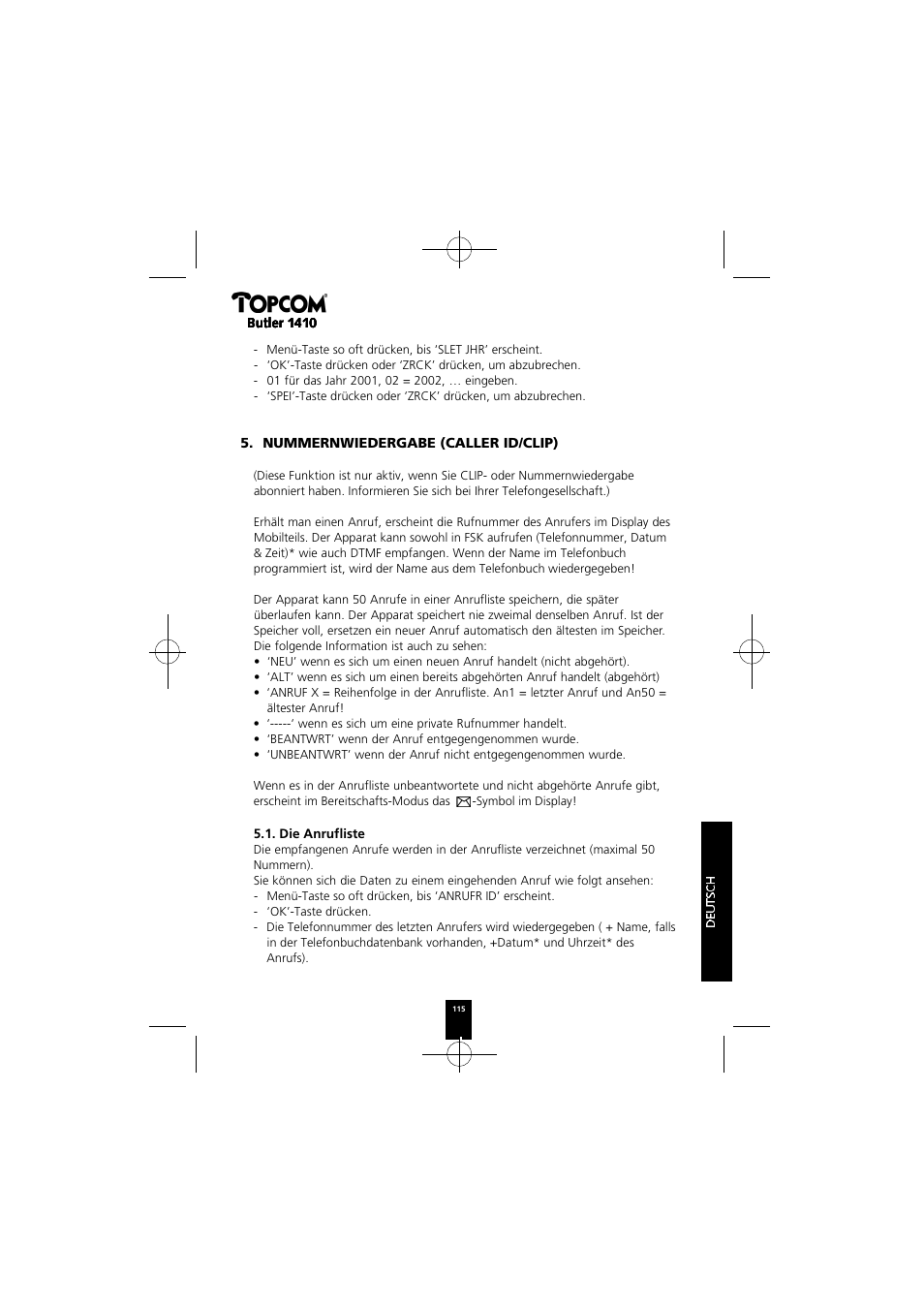 Topcom BUTLER 1410 User Manual | Page 115 / 120