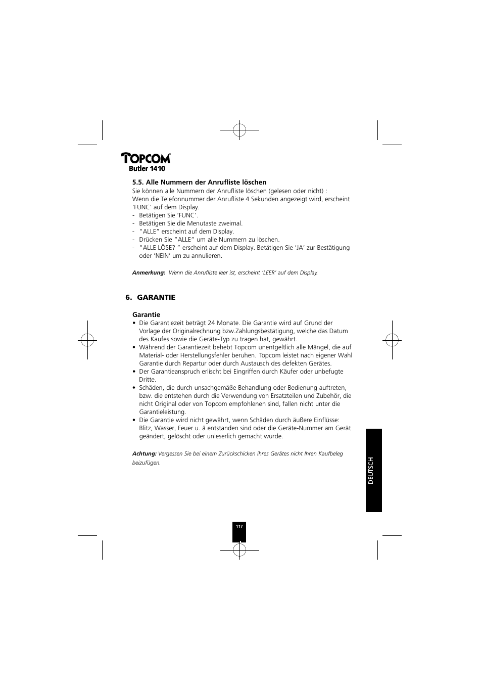 Topcom BUTLER 1410 User Manual | Page 117 / 120