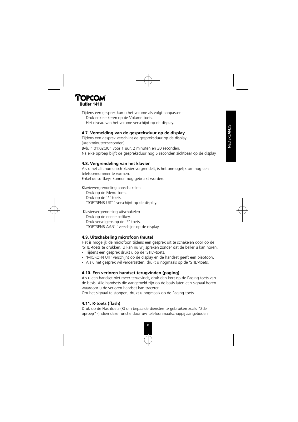 Topcom BUTLER 1410 User Manual | Page 13 / 120