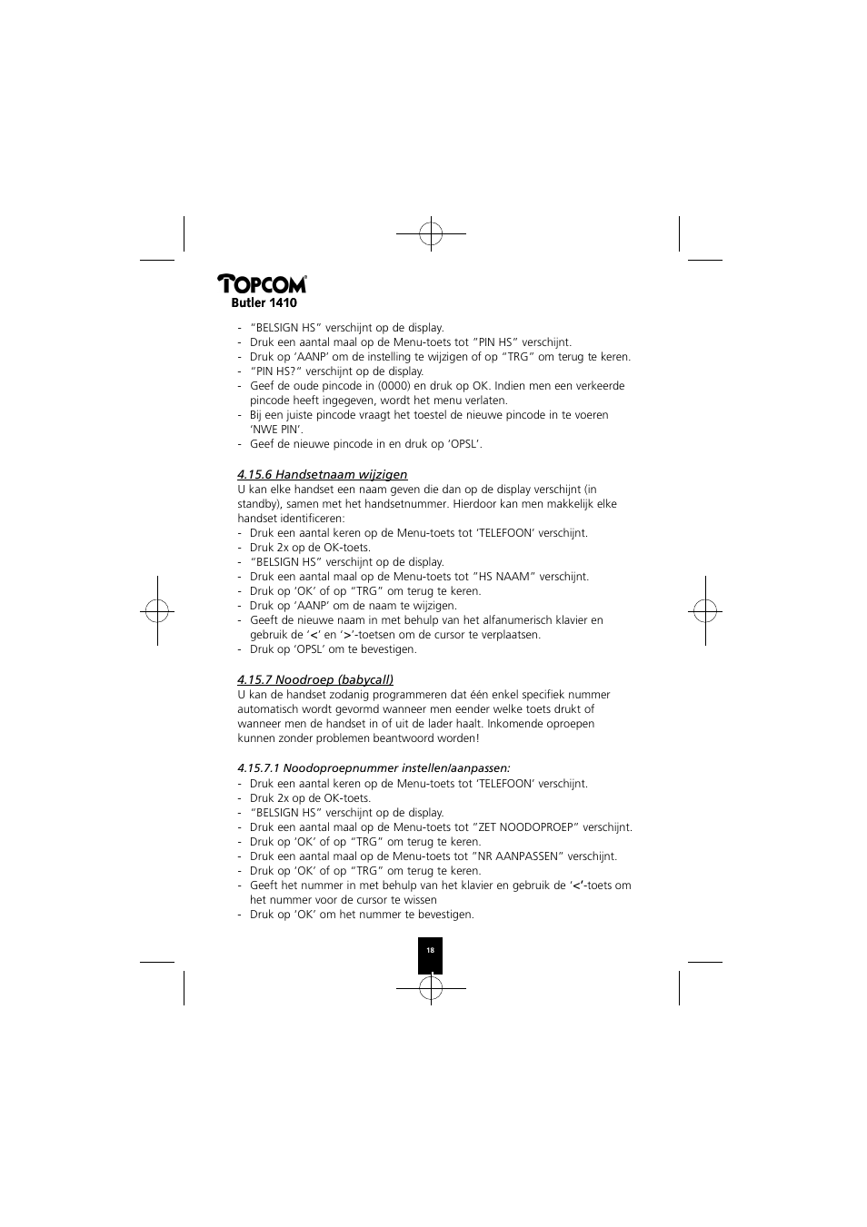 Topcom BUTLER 1410 User Manual | Page 18 / 120