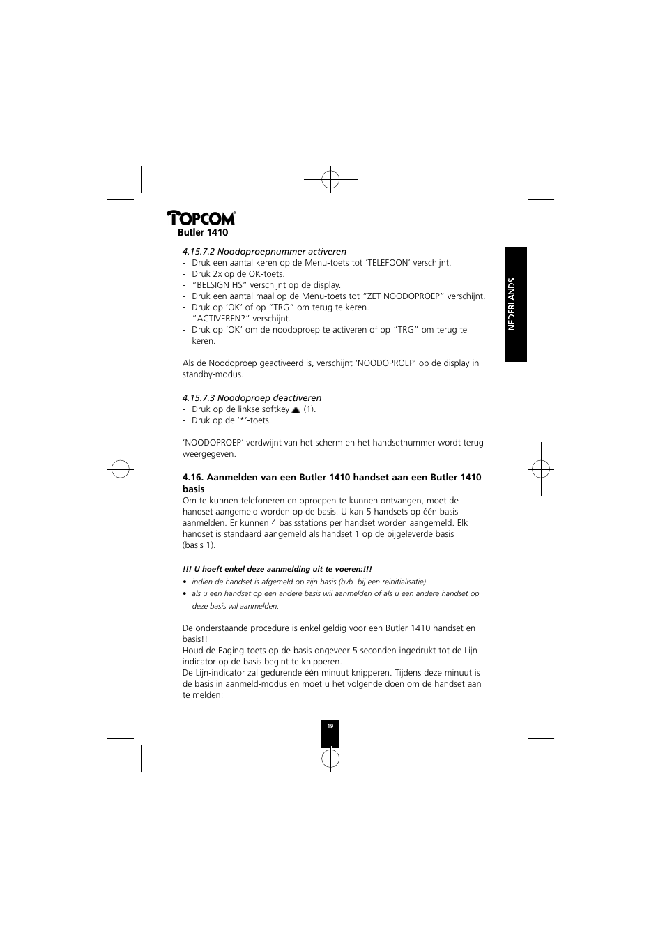 Topcom BUTLER 1410 User Manual | Page 19 / 120