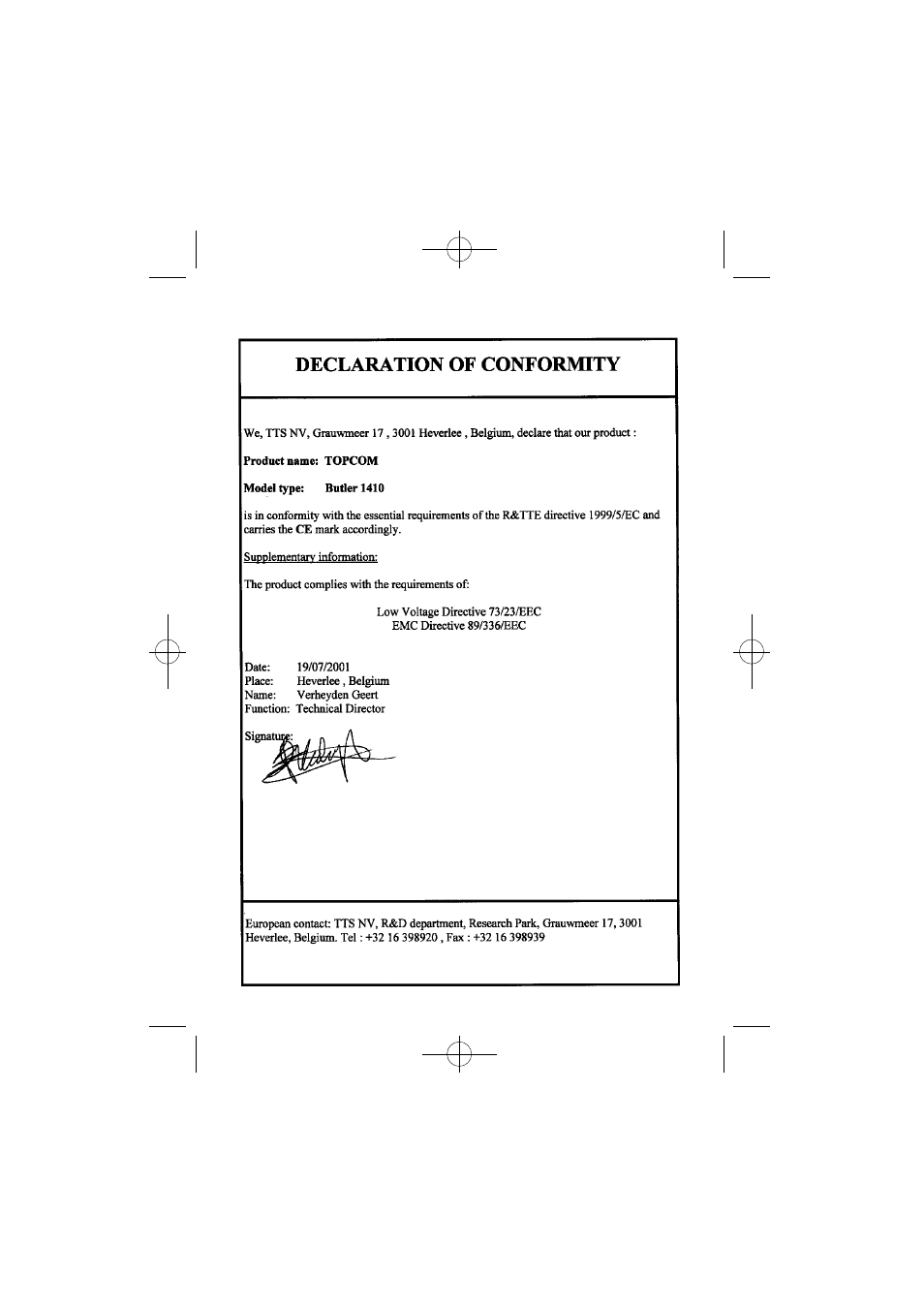 Topcom BUTLER 1410 User Manual | Page 2 / 120