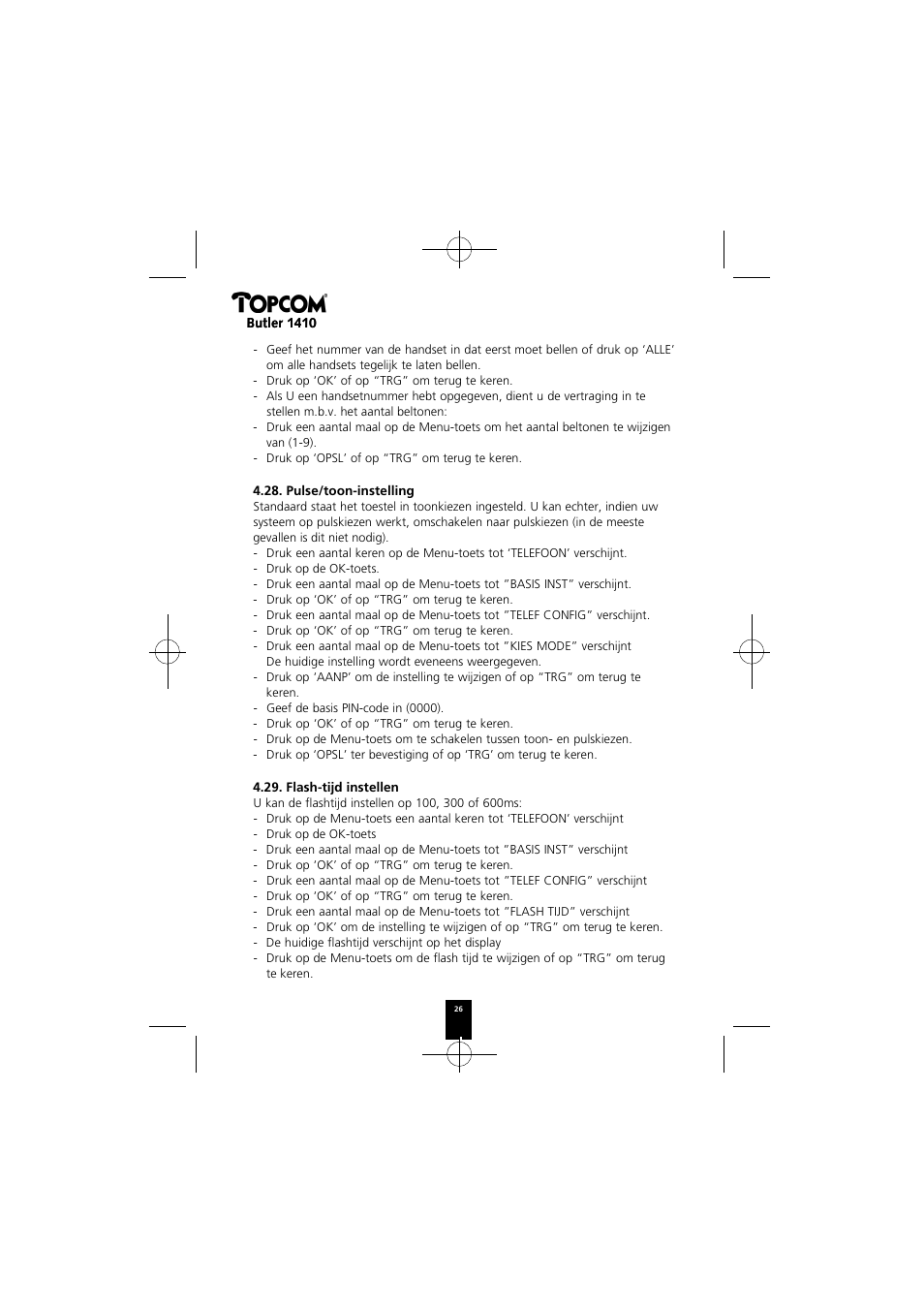 Topcom BUTLER 1410 User Manual | Page 26 / 120