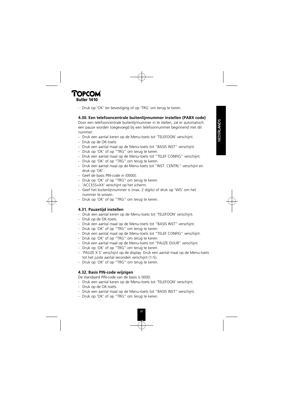 Topcom BUTLER 1410 User Manual | Page 27 / 120