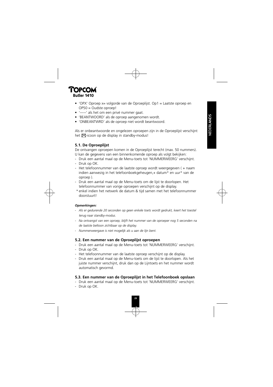 Topcom BUTLER 1410 User Manual | Page 29 / 120