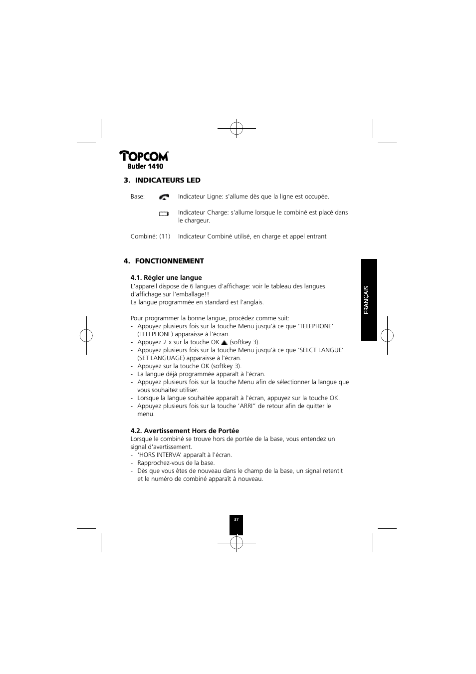 Topcom BUTLER 1410 User Manual | Page 37 / 120