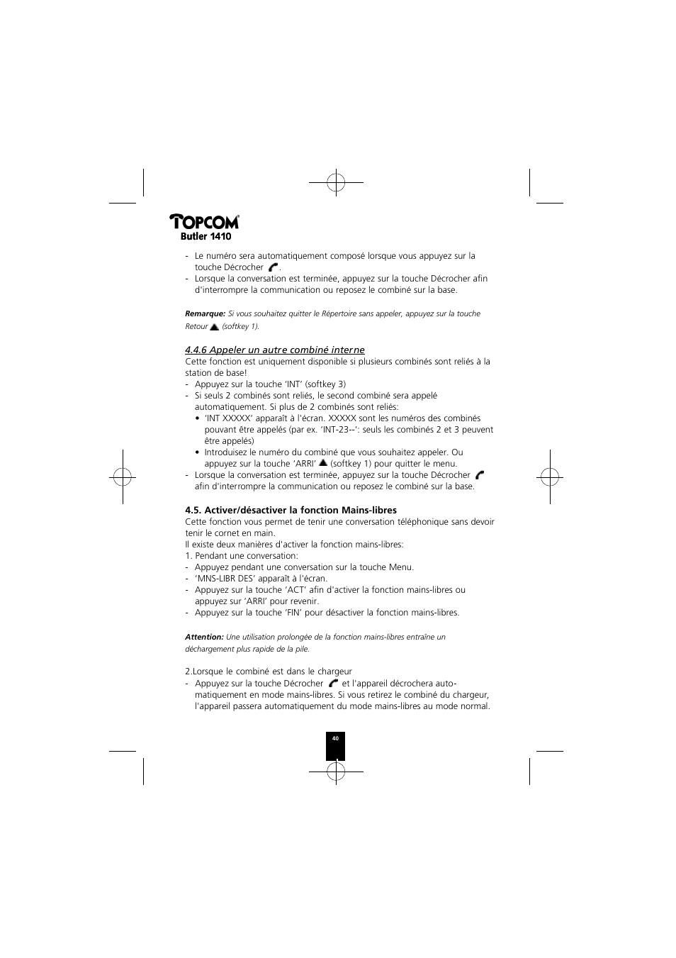 Topcom BUTLER 1410 User Manual | Page 40 / 120