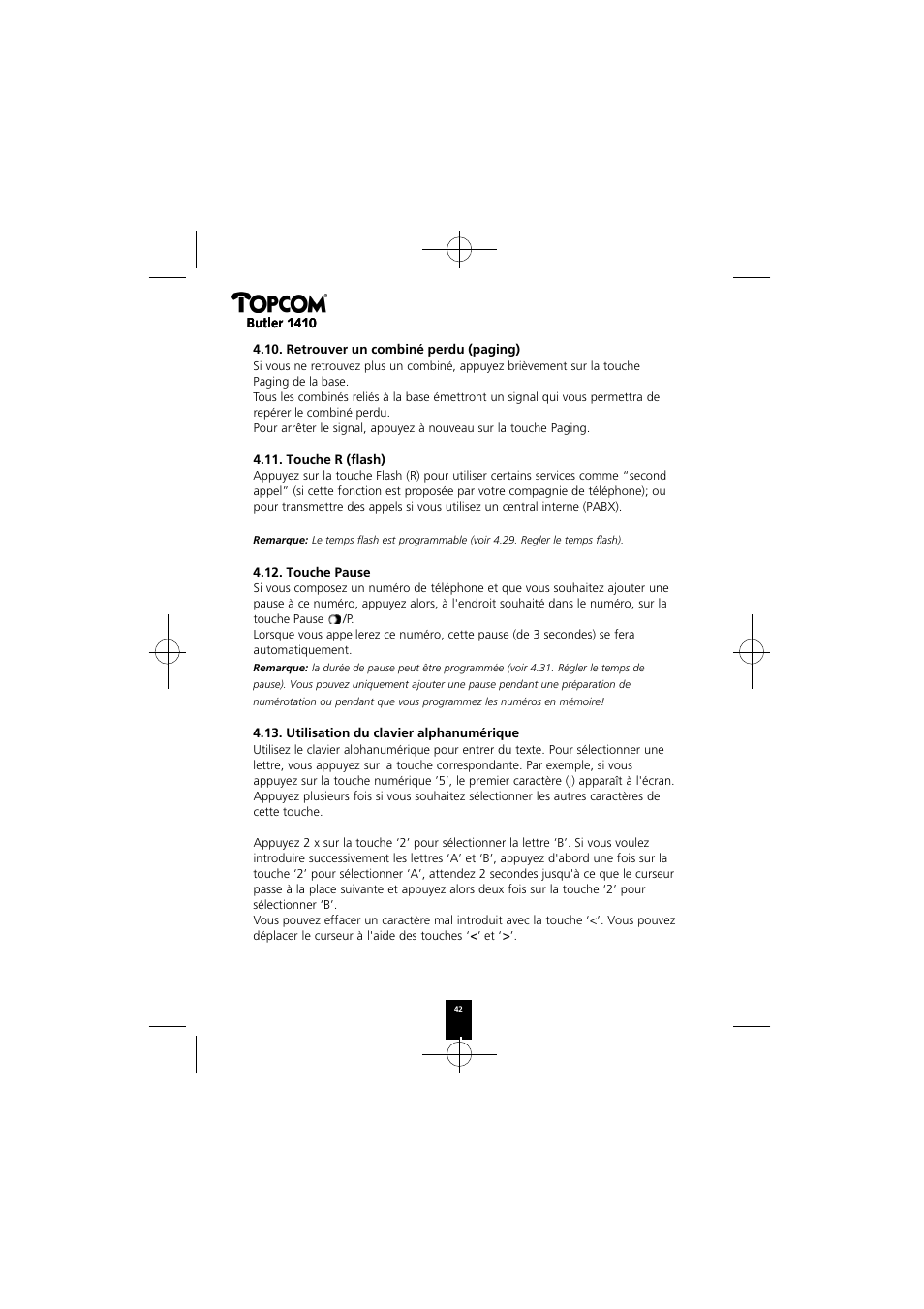 Topcom BUTLER 1410 User Manual | Page 42 / 120