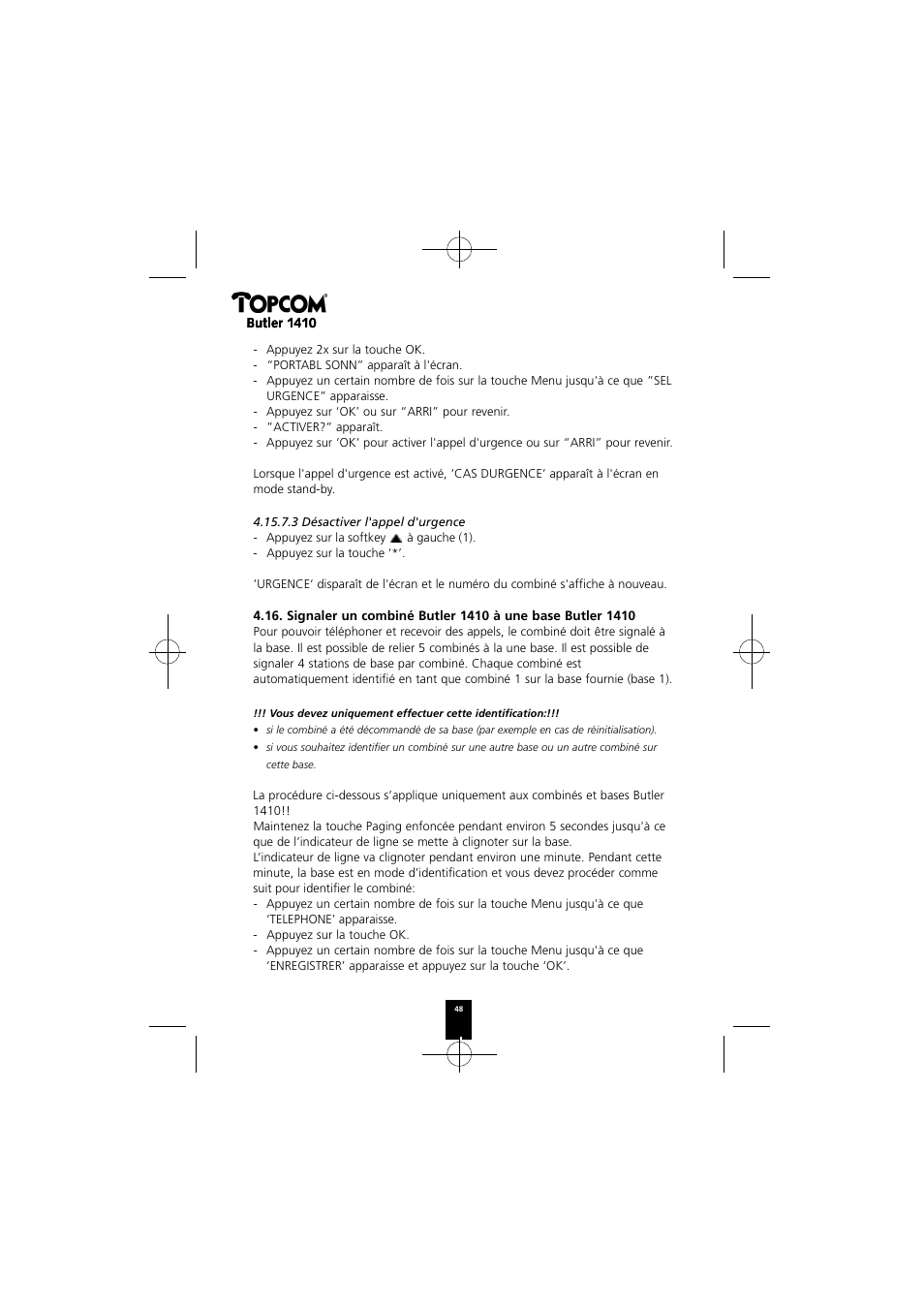 Topcom BUTLER 1410 User Manual | Page 48 / 120