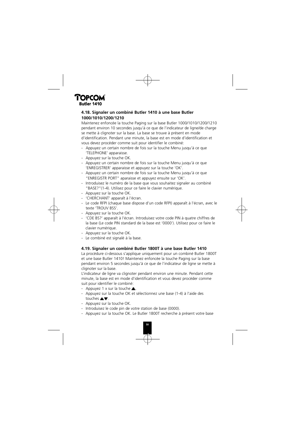 Topcom BUTLER 1410 User Manual | Page 50 / 120
