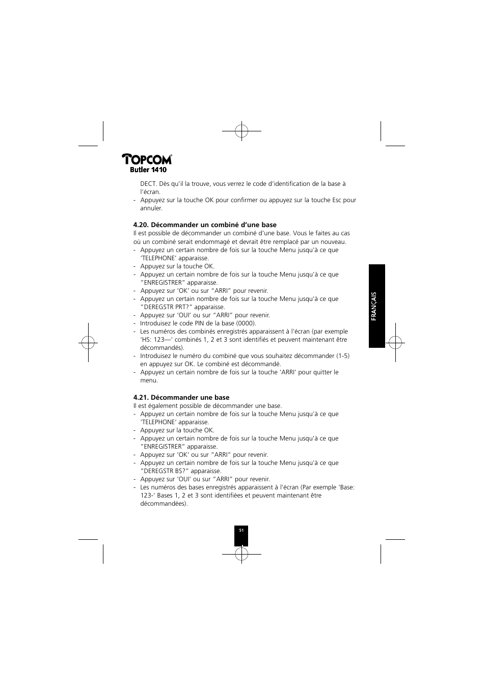 Topcom BUTLER 1410 User Manual | Page 51 / 120