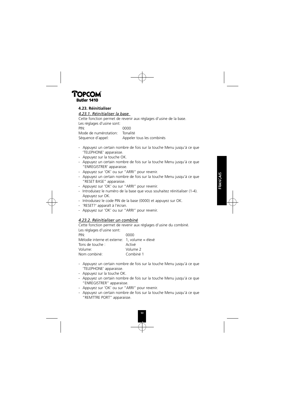 Topcom BUTLER 1410 User Manual | Page 53 / 120