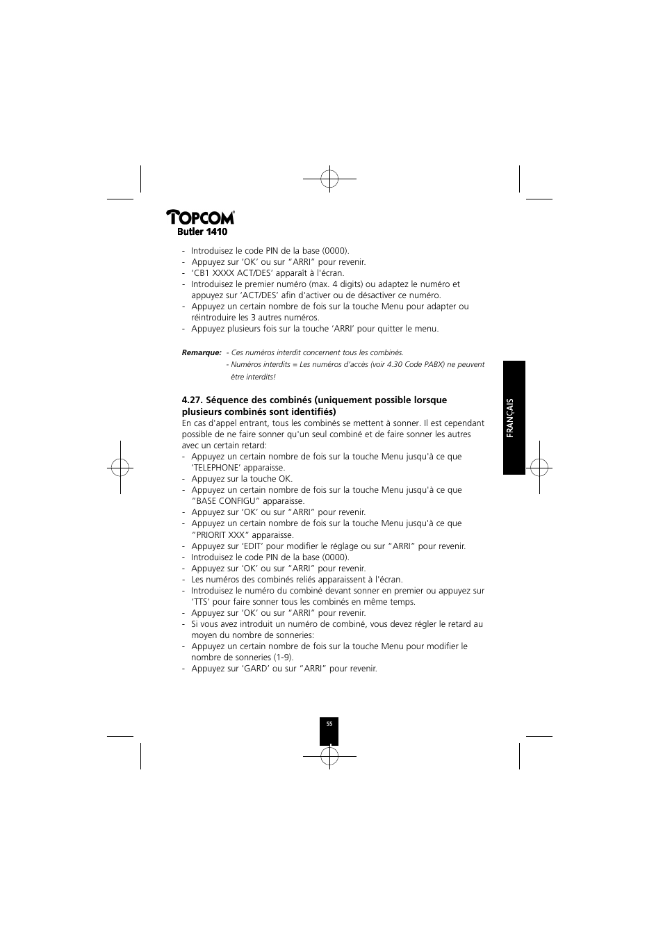 Topcom BUTLER 1410 User Manual | Page 55 / 120