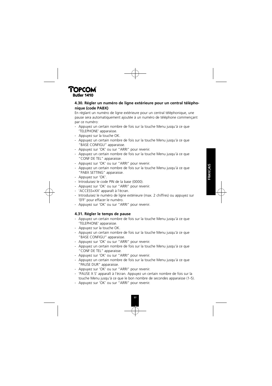 Topcom BUTLER 1410 User Manual | Page 57 / 120