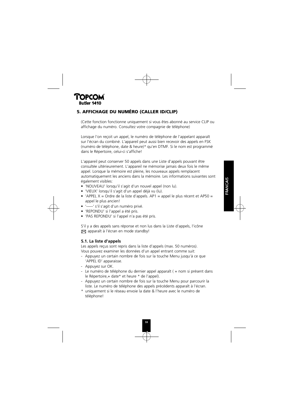 Topcom BUTLER 1410 User Manual | Page 59 / 120