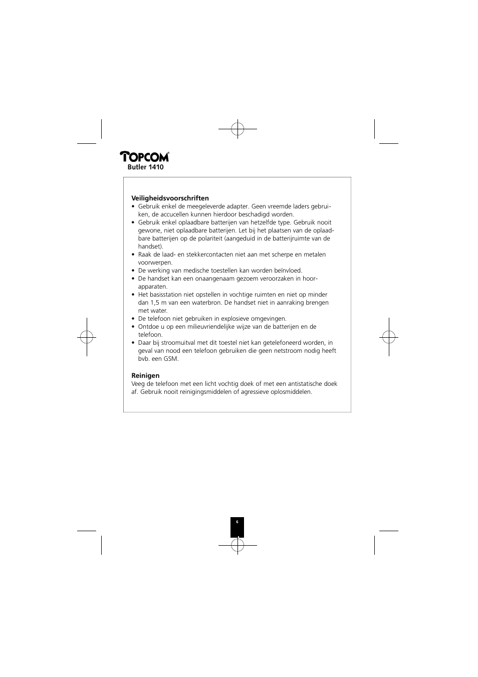 Topcom BUTLER 1410 User Manual | Page 6 / 120