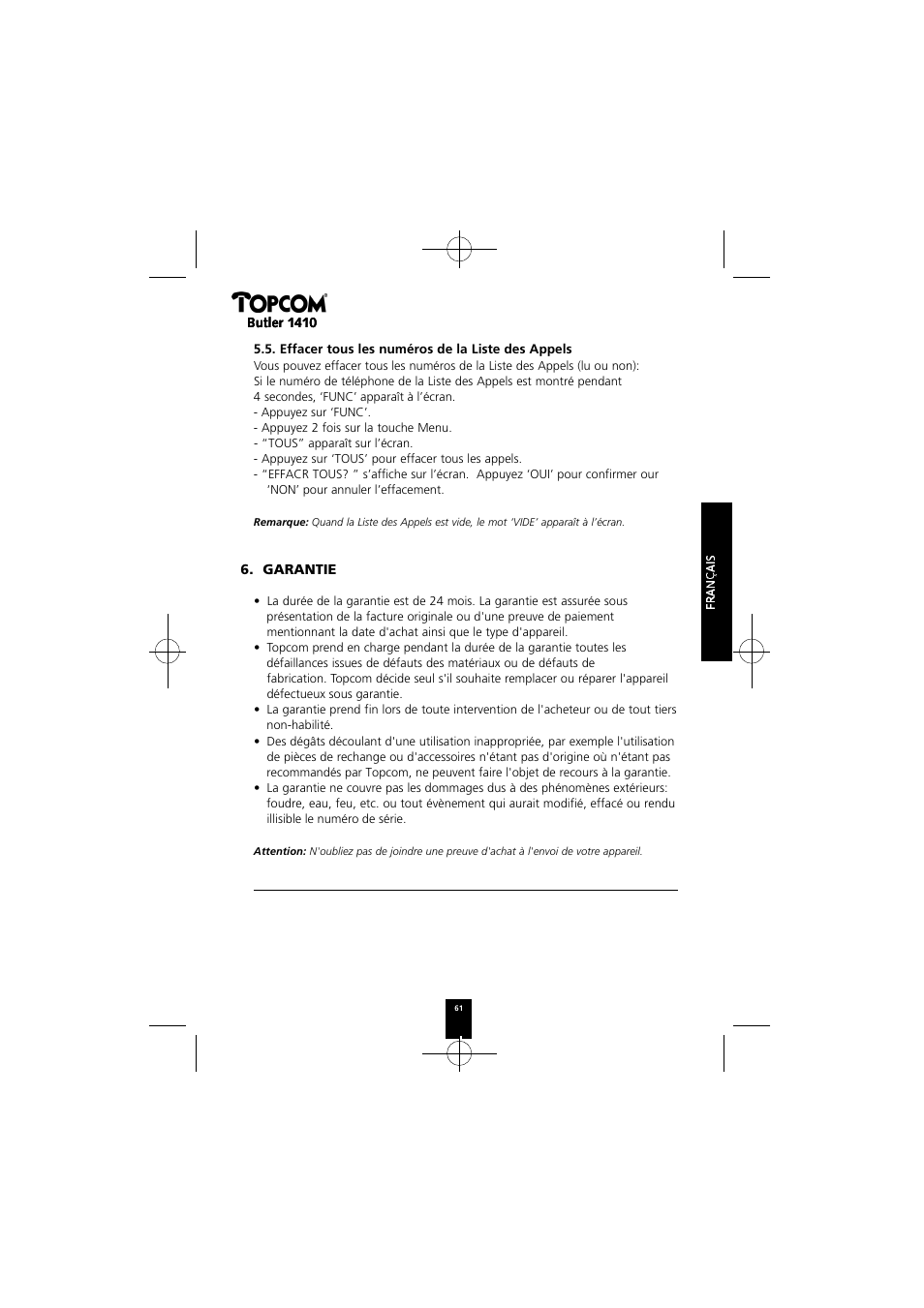 Topcom BUTLER 1410 User Manual | Page 61 / 120
