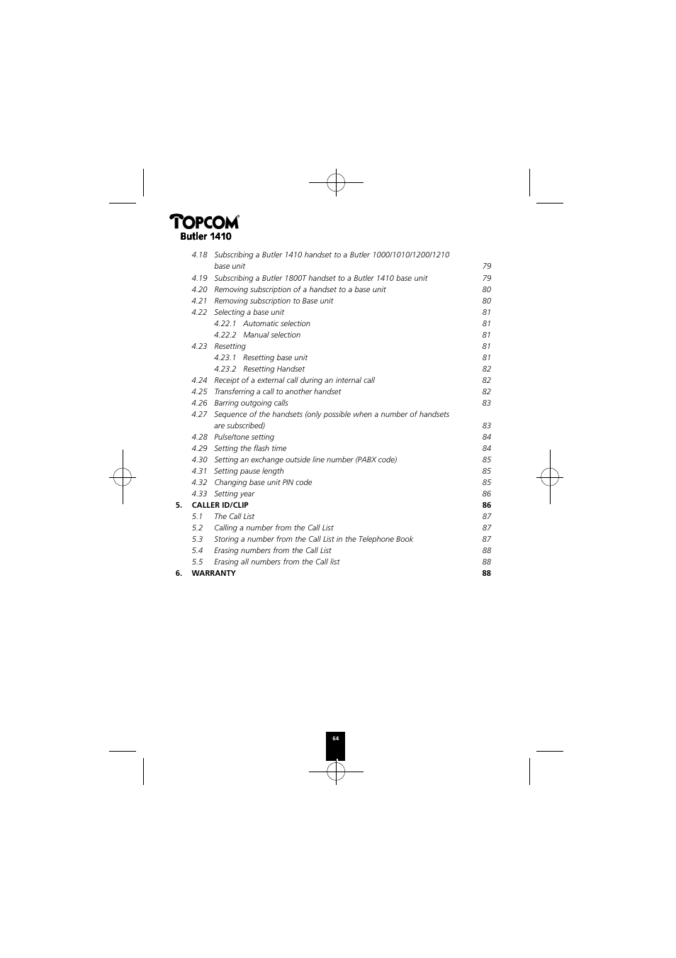 Topcom BUTLER 1410 User Manual | Page 64 / 120