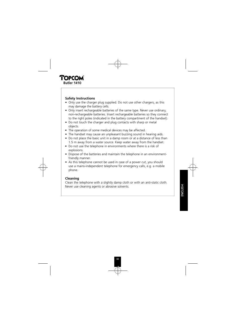 Topcom BUTLER 1410 User Manual | Page 65 / 120