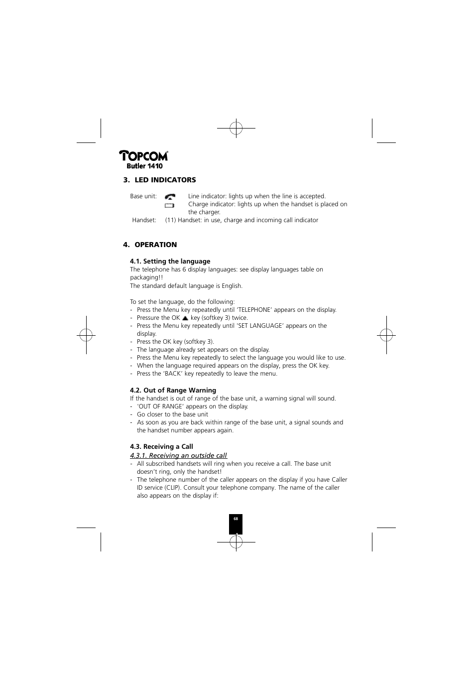 Topcom BUTLER 1410 User Manual | Page 68 / 120