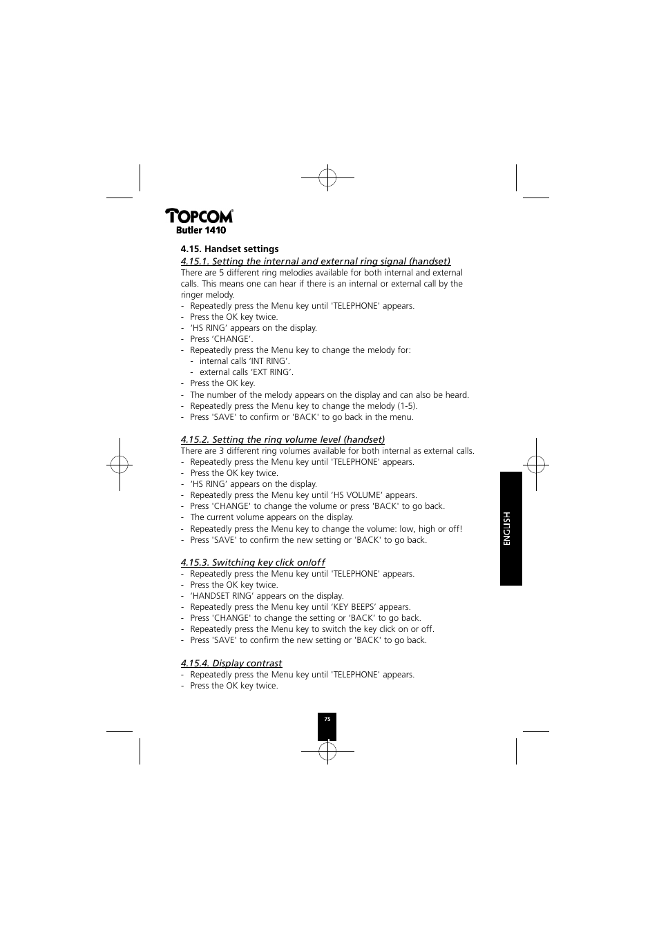 Topcom BUTLER 1410 User Manual | Page 75 / 120