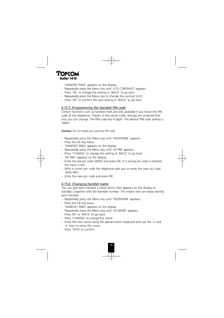 Topcom BUTLER 1410 User Manual | Page 76 / 120