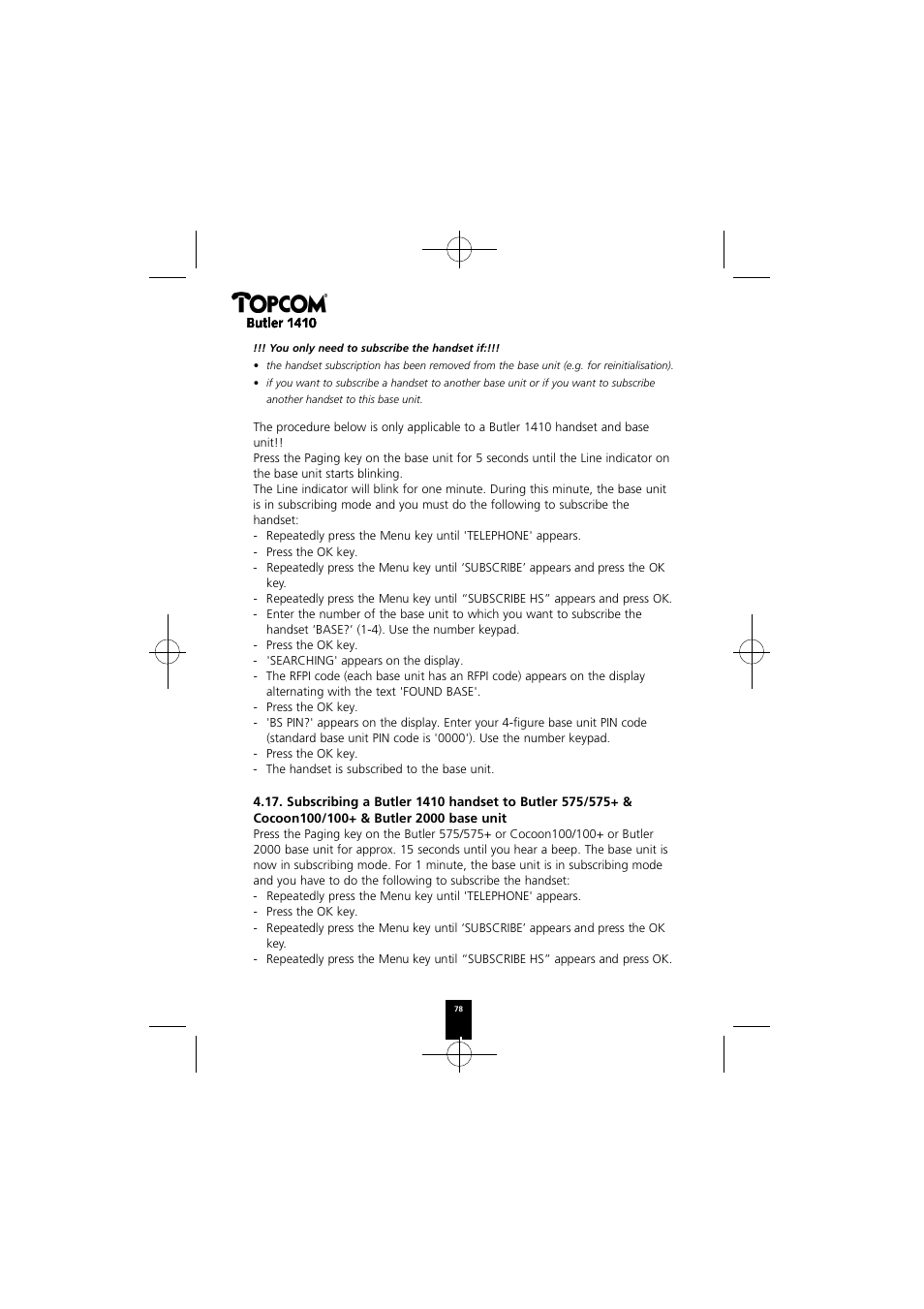 Topcom BUTLER 1410 User Manual | Page 78 / 120