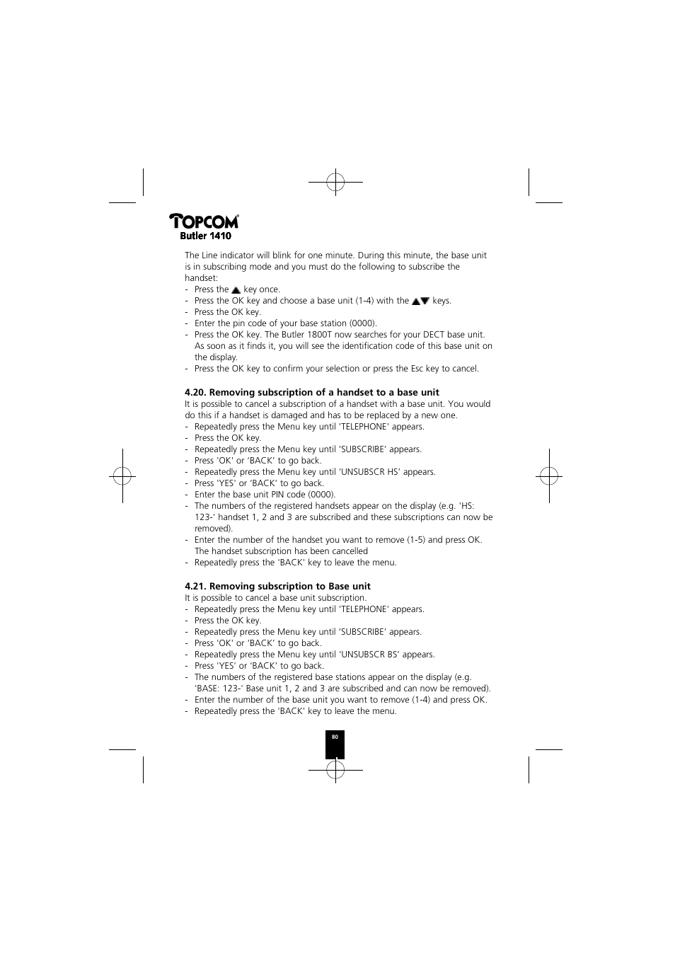 Topcom BUTLER 1410 User Manual | Page 80 / 120