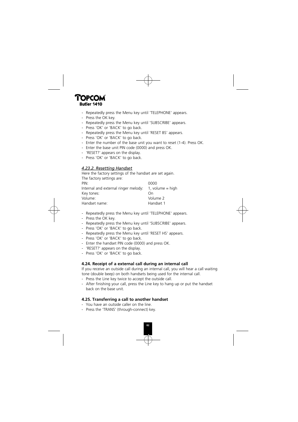 Topcom BUTLER 1410 User Manual | Page 82 / 120