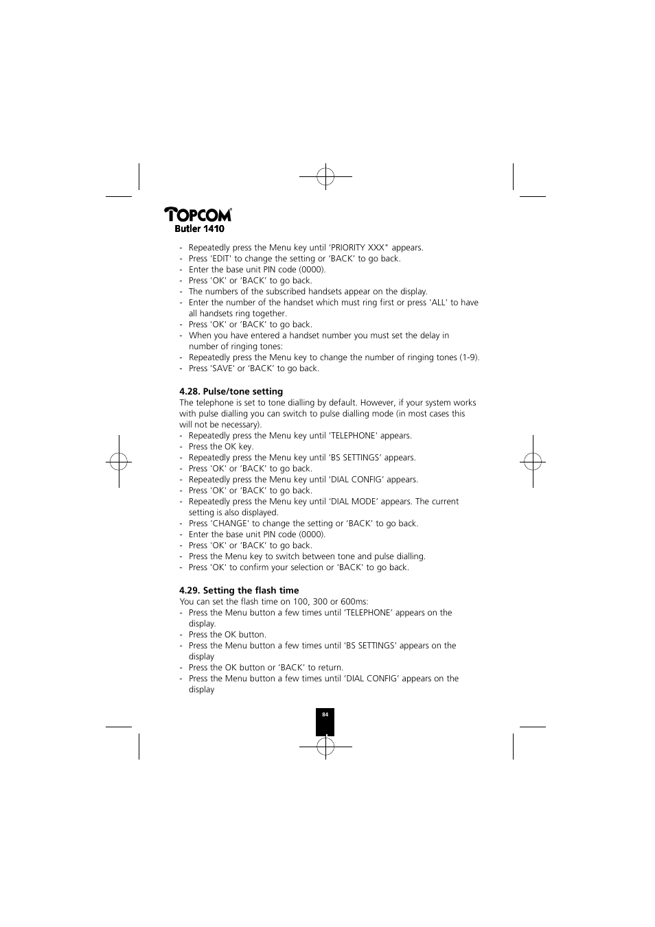 Topcom BUTLER 1410 User Manual | Page 84 / 120