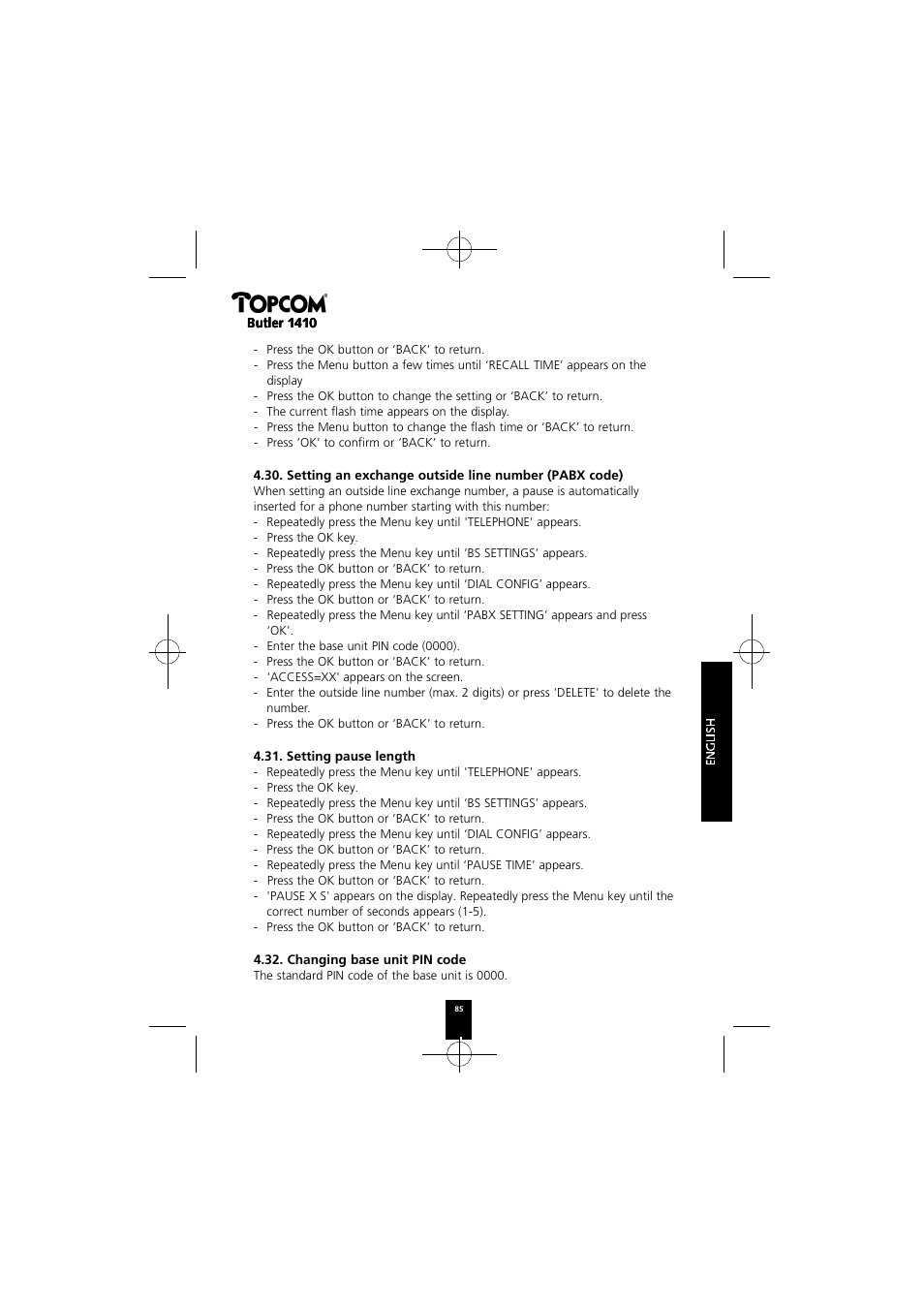 Topcom BUTLER 1410 User Manual | Page 85 / 120