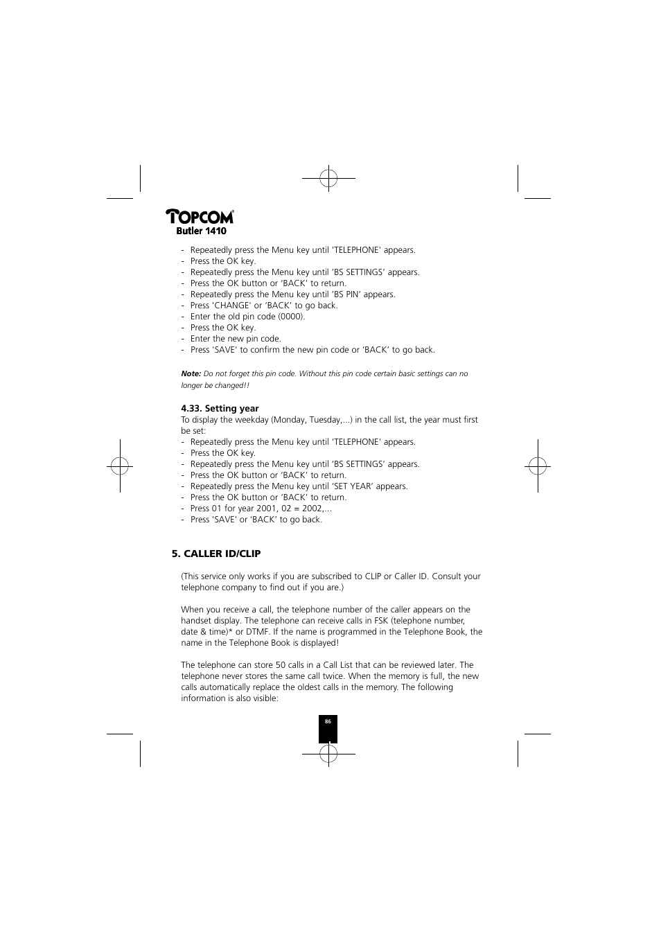 Topcom BUTLER 1410 User Manual | Page 86 / 120