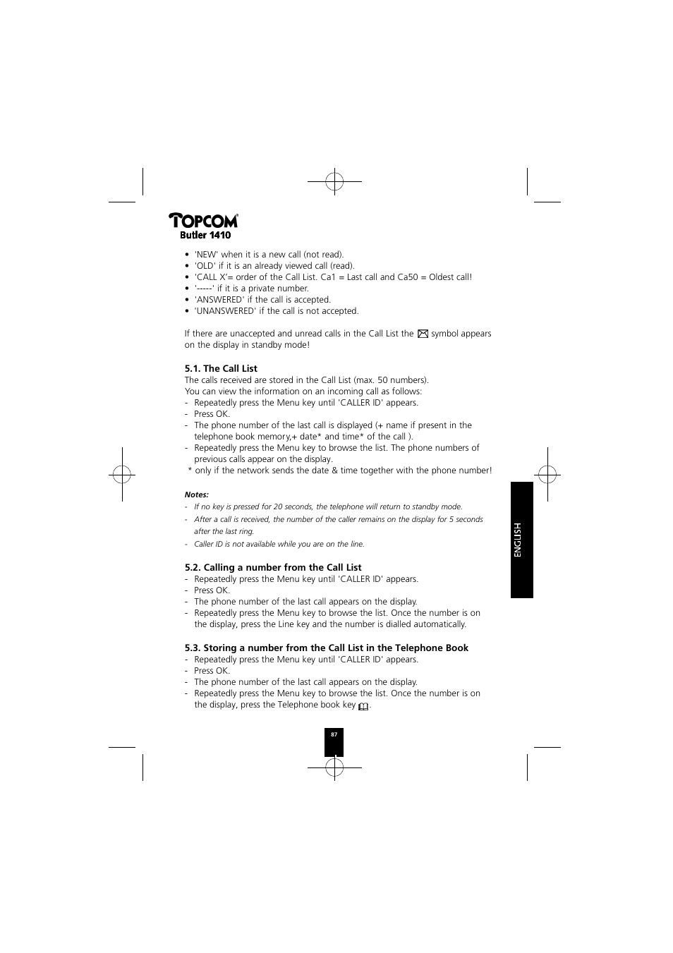 Topcom BUTLER 1410 User Manual | Page 87 / 120