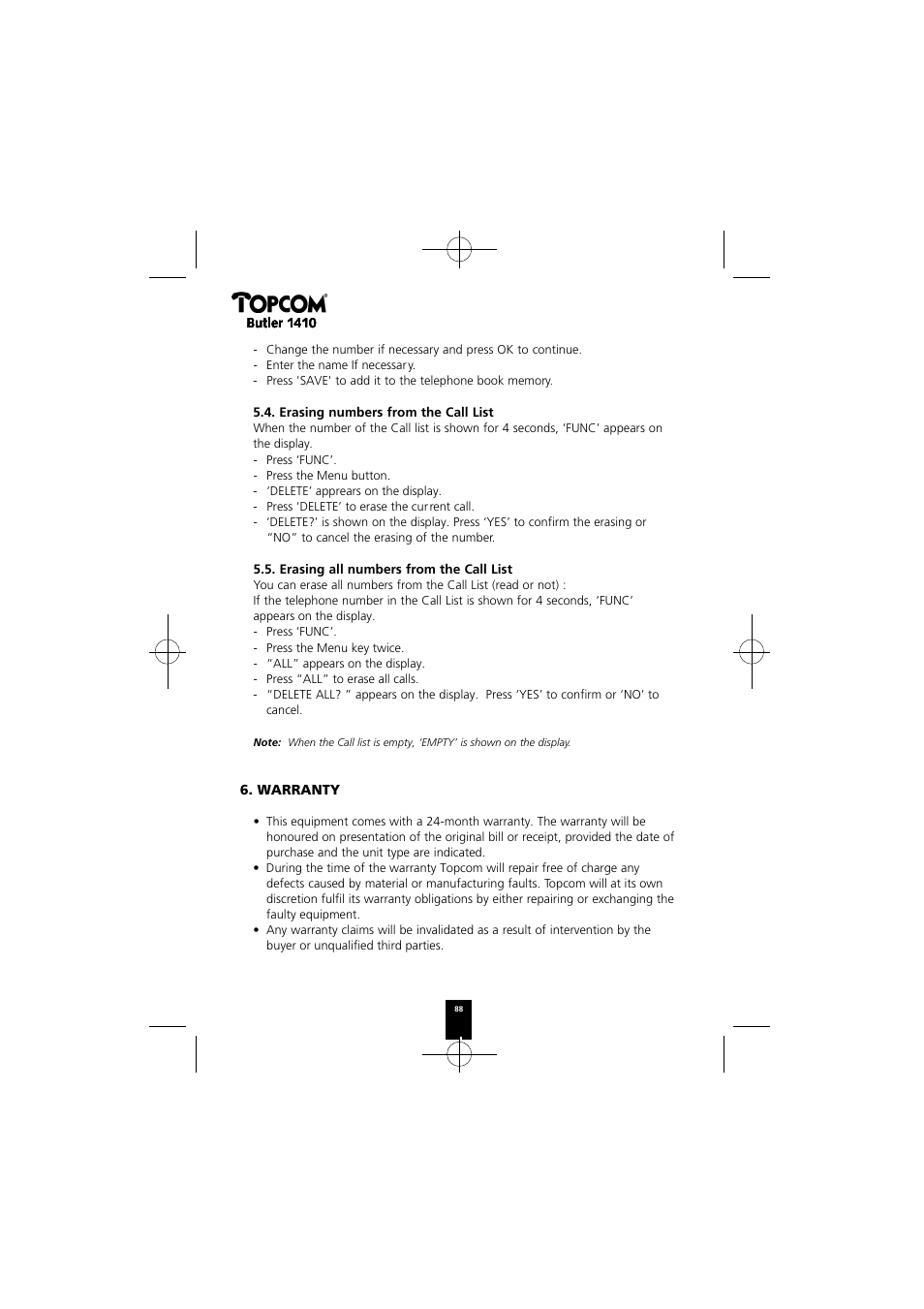 Topcom BUTLER 1410 User Manual | Page 88 / 120