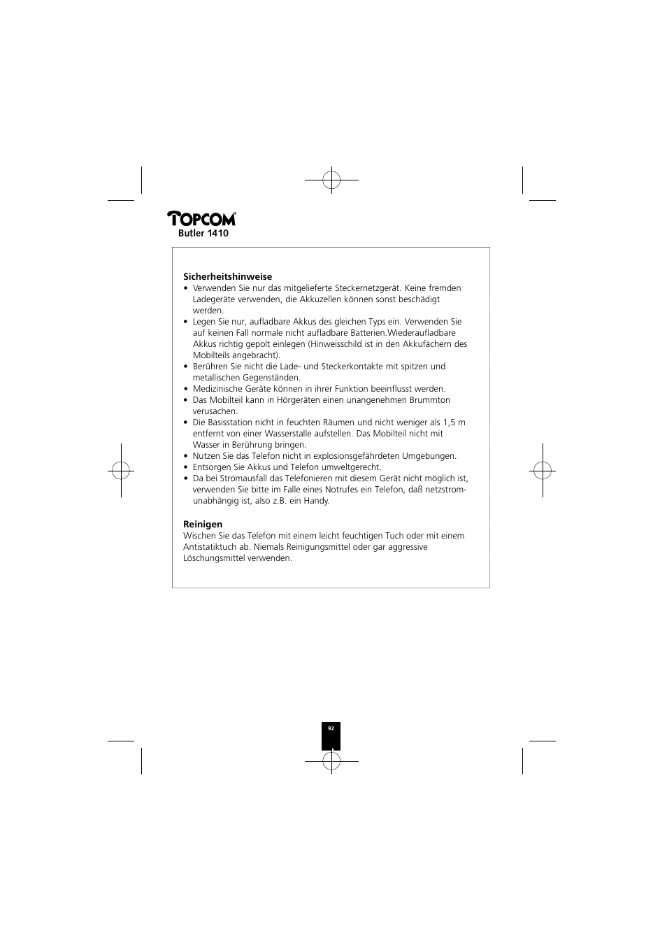 Topcom BUTLER 1410 User Manual | Page 92 / 120
