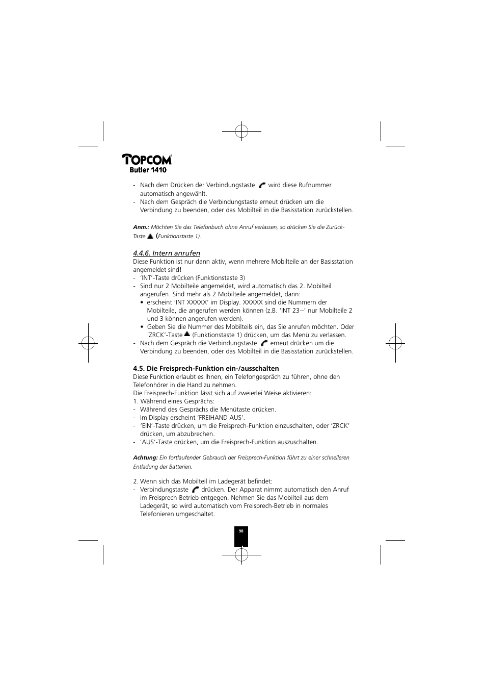 Topcom BUTLER 1410 User Manual | Page 98 / 120